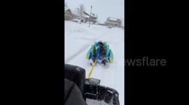 US: Little Bit Of Snow Fun During Strong Snowstorm In Colorado 2