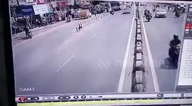 Biker crashes into pedestrian, injuring both in southern India