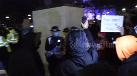 Man taunts Met Police protecting Churchill statue by playing 'Peppa pig' theme song over loud speaker