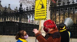 Small crowd gathers outside Parliament for Kill the Bill protest organised by Extinction Rebellion