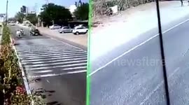 Speeding car rams into two-wheeler in southern India