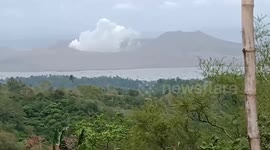Taal Volcano emits spoke in the Philippines