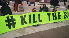 Protesters hold 'Kill the bill' sign at Parliament Square protest