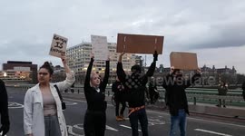 Watch demonstrators take over Westminster Bridge as UK lawmakers debate policing bill