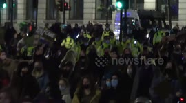 Kill the bill: Tense scenes as police follow protesters through central London towards Trafalgar Square