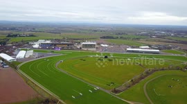 Aerial views on day one of the Cheltenham Festival which will be held behind closed doors for the first time in history