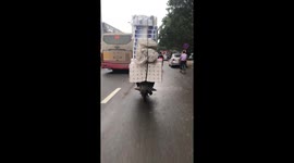 Motorcycle was unreasonably overloaded with the height of a bus