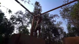 Cambodian craftsman builds coffee shop from mud, wood, bamboo in middle of jungle