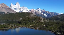 Capri Lagoon seen from a drone, Located in el chalten, Santa Cruz. Argentina