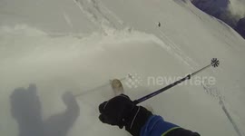 Scary moment Norwegian skier is almost carried away by AVALANCHE