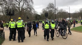 Large police presence already at London's Hyde Park Corner ahead of another day of protests