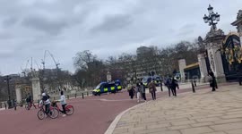 Territorial police support officers arrive at Buckingham palace amongst lockdown protest