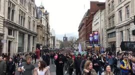 WHITEHALL,  LONDON - 20th March 2021: Protesters marching at the Vigil For the Voiceless anti-lockdown protest