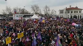 Thousands of women protested the cancellation of the Istanbul Convention in Kadikoy
