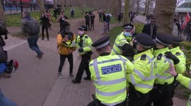 Scuffles as police and protesters clash at London anti-lockdown 'Freedom protest'