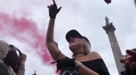 Anti-lockdown protesters party in London's Trafalgar Square