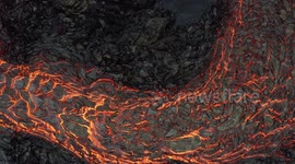 River of lava flows from Iceland volcano in 4K footage filmed on Sunday