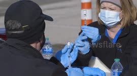 Missouri National Guard Captain Jeremy Idleman speaks about the Mega Vaccination event at Arrowhead Stadium on March 20, 2021