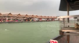 Terrifying moment storm shakes floating raft restaurant in Thailand