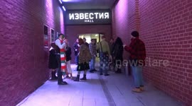 Cigarette break outside Izvestia Hall during Irish Week 2021 celebrations