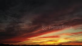 Aerial view of sunset, landscape and horizon in Tonibabi ejido in Sierra La Madera, municipality of Moctezuma, Sonora, Mexico.