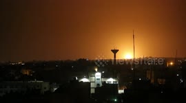 Israel airstrike illuminates sky above Gaza