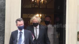 UK Prime Minister leaves 10 Downing Street for the last PMQs before Easter Parliamentary Recess