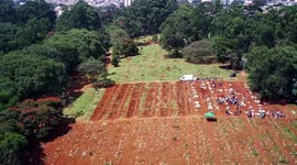 Aerial view of the Vila Formosa Cemetery in São Paulo, Brazil