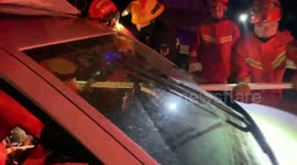 Chinese firefighters rescue motorist impaled by metal bar after smashing through central reservation