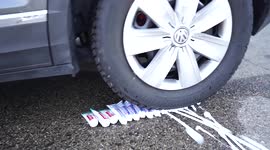 This what a car running over tubes of toothpaste sounds like