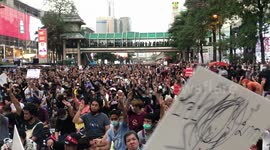 Protesters call for a peaceful rally in Bangkok, Thailand