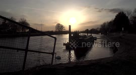 Sun set over Derbyshire turns the sky orange 1 year on from the UK's first ever coronavirus lockdown
