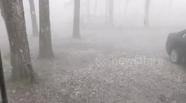 Tornado-warned storm pummels Texas with huge hailstones