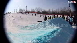 'Epic Snowboarding Fail While Attempting a 360 in Chicago, IL'