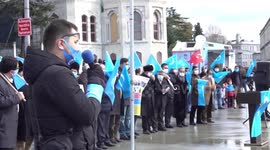 Uighur Muslims protest as Chinese foreign minister visits Turkey