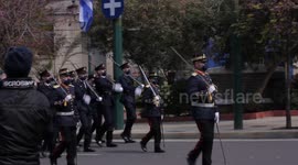 Greece military parade, accompanied by air force overflights in central Athens
