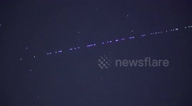 Train of Starlink satellites lights up sky as they pass over Switzerland
