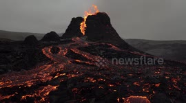 Heat waves from erupting Geldingadalir volcano magma, Iceland March 2021