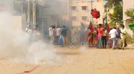 A bunch of gas filled balloons exploded in South India and it was caught on camera.