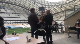 OM stadium becomes a food distribution center for students in Marseille, France