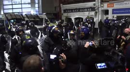 Tension in Bristol as more police officers are added to the defence line during Kill the Bill protest