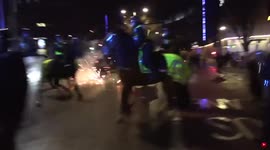 Firework explodes as horses charge at protesters in Bristol 'Kill the Bill' protest