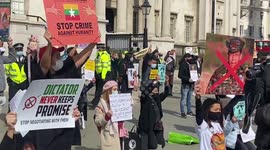 Myanmar military coup protested  atTrafalgar Square  as dozens more killed in the country