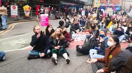 Sit-down 'Kill the Bill' protest in Manchester, UK