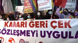 Feminists in Istanbul rally against Turkey's exit from domestic violence treaty