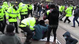Manchester police clear 'Kill the Bill' protesters from tram tracks