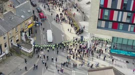 Drone footage shows how West Yorkshire Police used mounted police to contain Bradford protestors