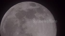 March super worm moon rises above Sheerness in Kent, UK