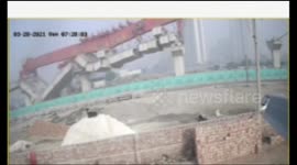 CCTV catches moment flyover under construction collapses in north India
