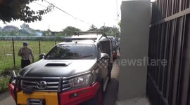 Polda Metro Jaya Gegana Team Detonated 2 Bombs Again in an open field in Kramat Jati, East Jakarta. Indonesia